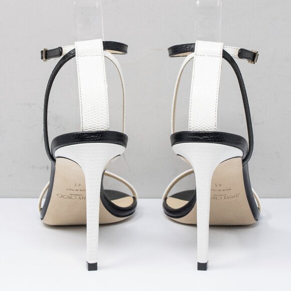 Jimmy Choo Minny 85 Black/White Leather Sandals (Multiple Sizes) - Picture 6 of 6
